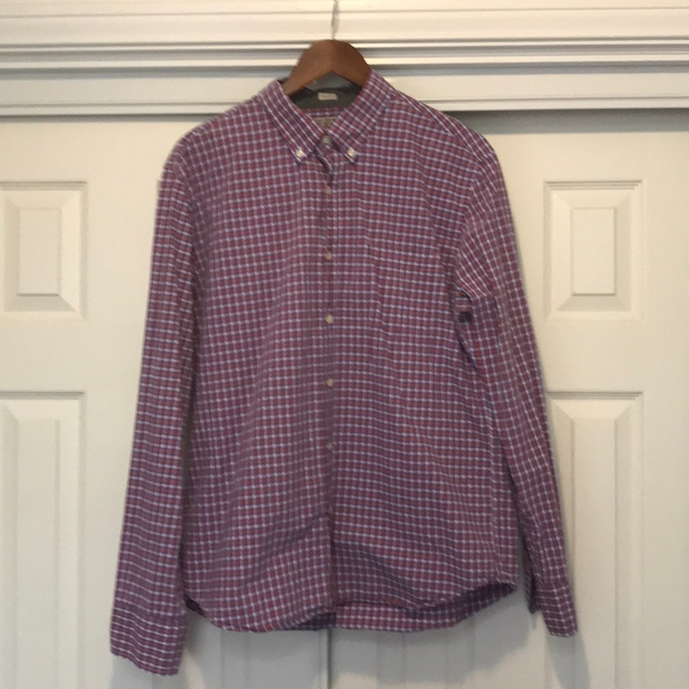 Mens J.Crew size XL button up shirt. Red & blue